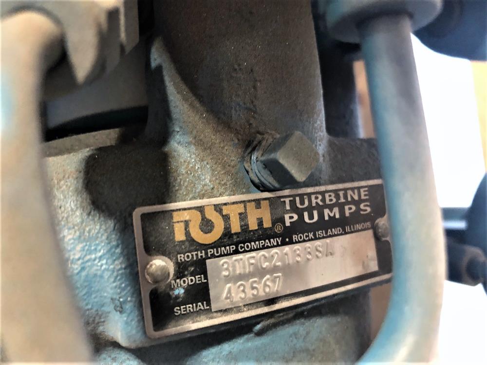 ROTH TURBINE PUMP 1" x 1-1/4" 300# Stainless Model# 3TFC2133SA w/5HP Motor *NEW*